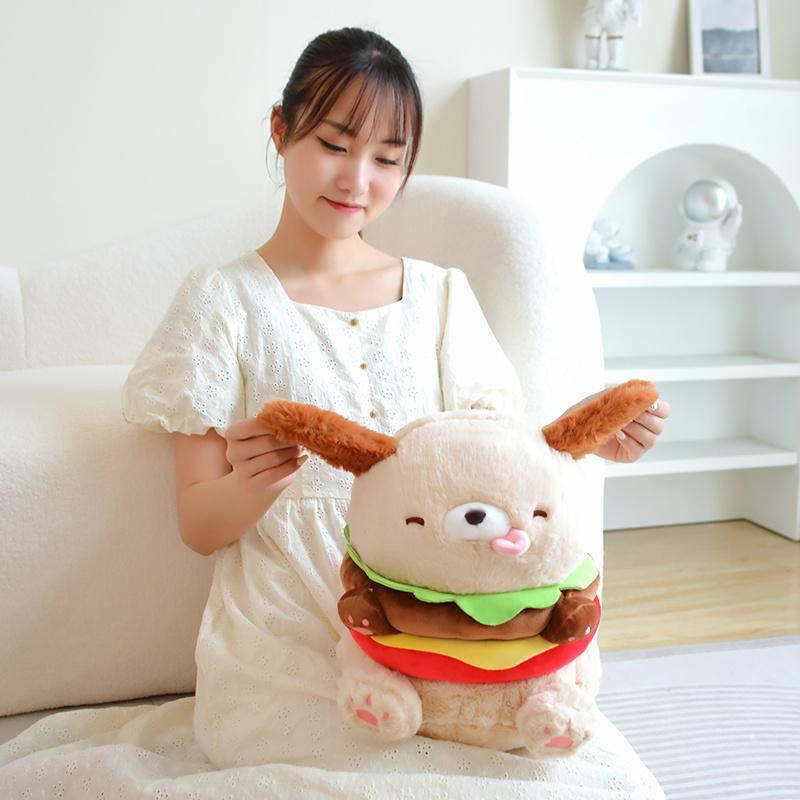 Creative Dog Burger Plush Toy Stuffed Soft Plushies Hamburger Puppy Pillow Sofa Cushion Cute Room Decor Boy Girl Birthday Gift