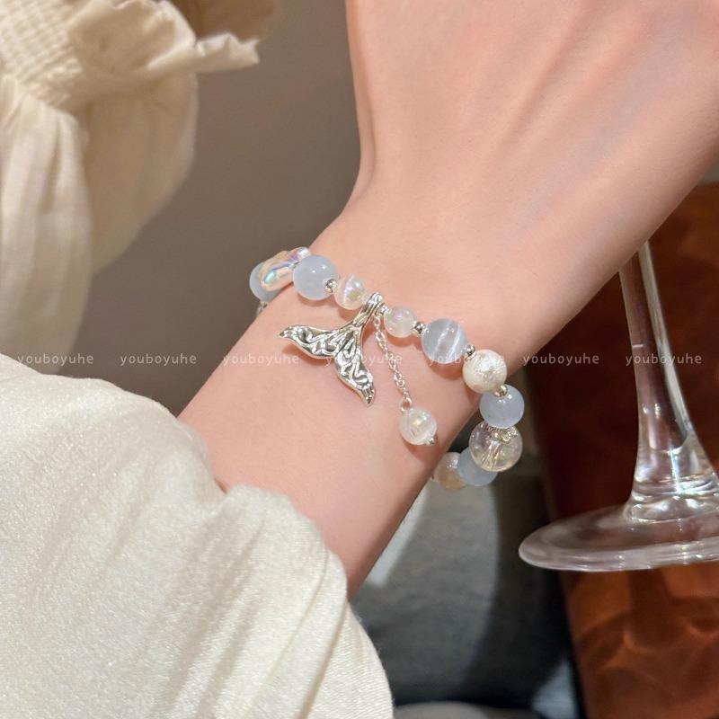 Fish-tail Star String Bead Bracelet - Women's Niche Design Handcrafted Layered Shell Bracelet with High Appearance Quality Accessory