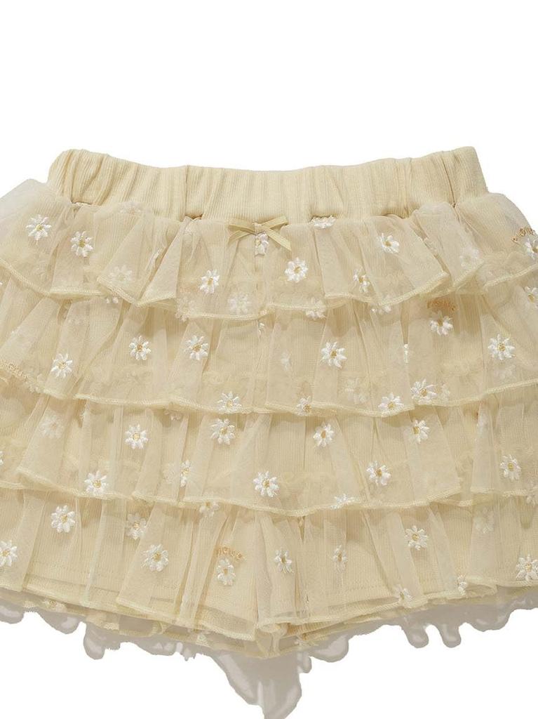 Gelato Pique Kids Daisy Tulle Shorts PKCP251466 YEL