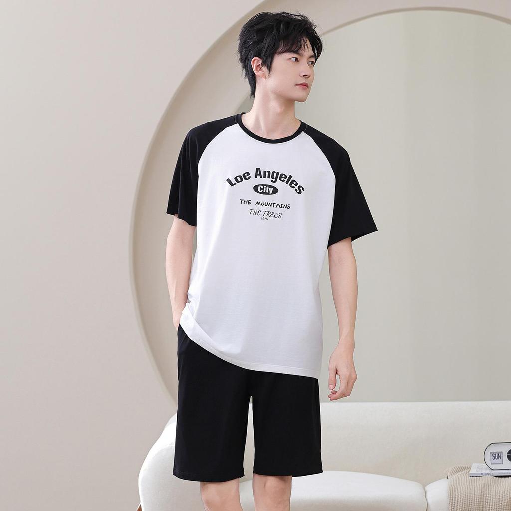 Set Pigiama Estivo in Cotone a Maniche Corte per Coppie - Leggero Girocollo con Pantaloncini per Casa o Uso Casual