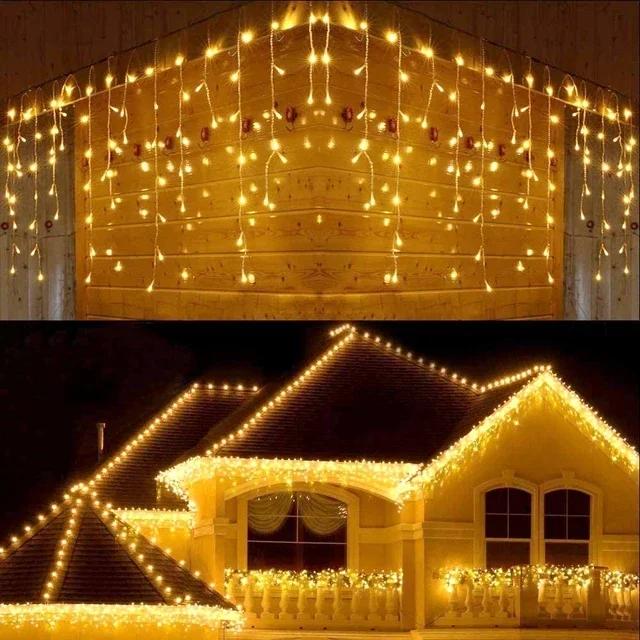 Fairy LED Icicle String Lights Christmas Garland Outdoor Lights Home For Wedding Party Curtain Garden Decoration