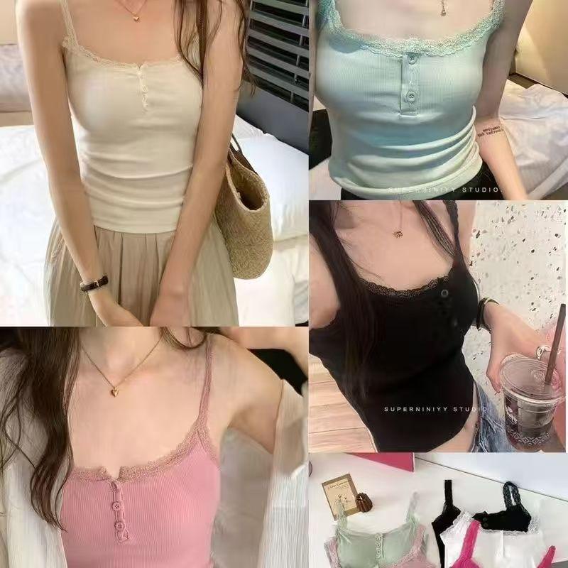 Korean Style Lace Trim Camisole: Women's Slim Fit Summer Vest
