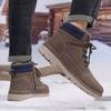 TUINANLE Men Winter Boots Warm Plush High-top Velcro Non-slip Chunky Heel Snow Outdoor Shoes
