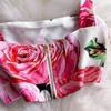 Summer Designer Rose Print Runway 2 Piece Set Women's Spaghetti Strap Vest Tops And Long Midi Skirt Holiday Beach Suit