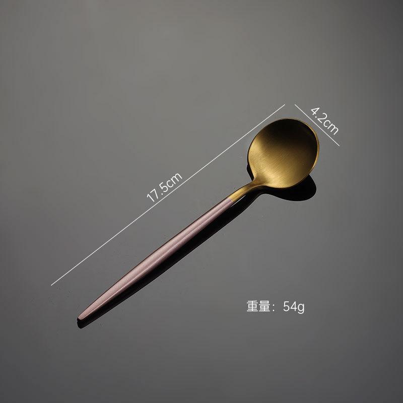 304 Stainless Steel Portuguese Knife and Fork Spoon Titanium-plated Gold Thick Western Tableware Paint Handle Wedding Gift