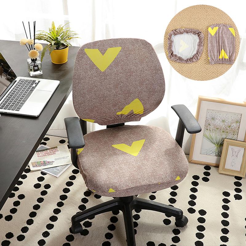 Universal Split Seat Cover Office Chair Cover Stretch Spandex Computer Anti-Dust Armchair Slipcovers Removable Seat Protector