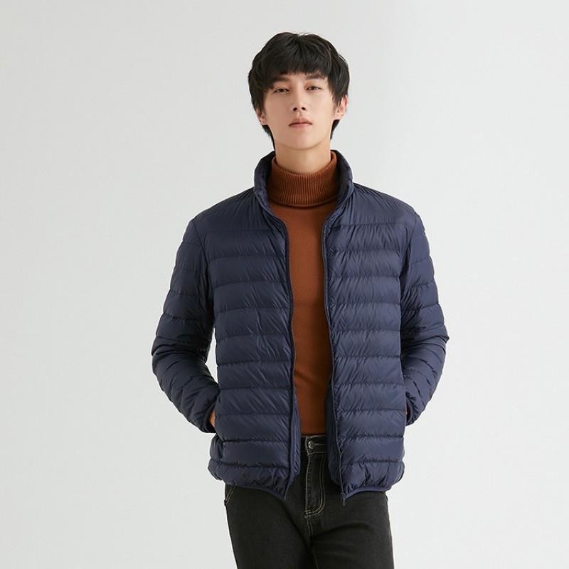 Mens Short Down Jacket Lightweight Warm Winter Coat Stand Collar Casual Outdoor 90% White Duck