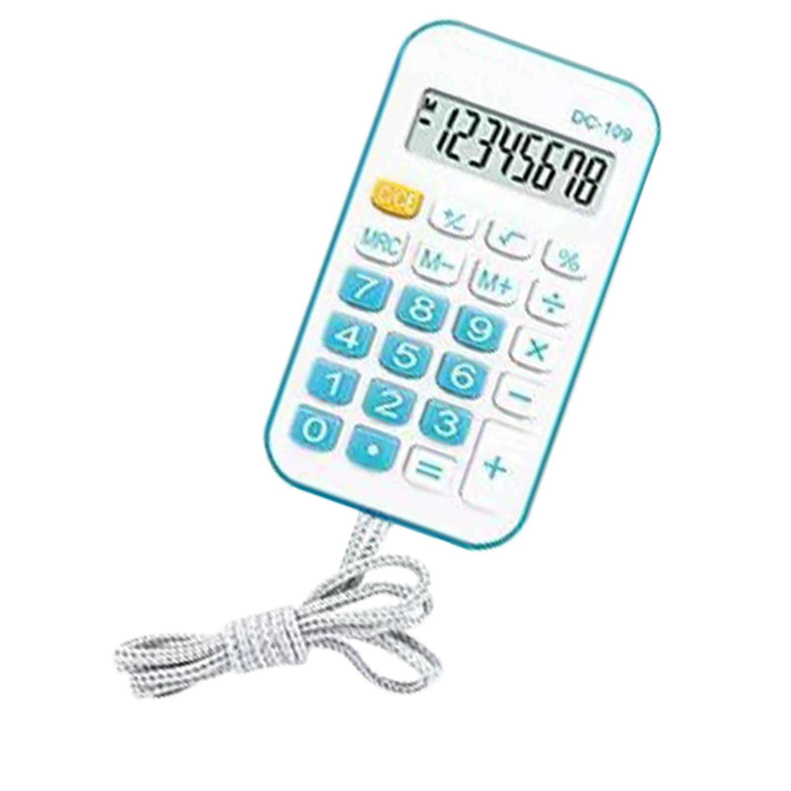 

Карманный калькулятор Мини Маленький Портативный для Студентов Школьные Офисные Принадлежности с Веревкой Синий синий