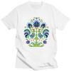 Custom Polish Folk Roosters Flowers T Shirt Men Short Sleeves Pure Cotton Tshirt Poland Floral Art Tees Streetwear Tshirts