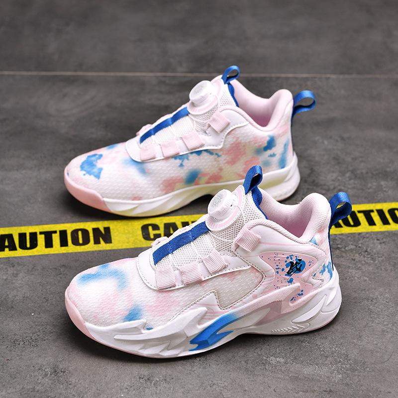 

Children s shoes Rotating button mesh basketball shoes Casual sports shoes Boys running shoes Student training shoes Daddy shoes 39