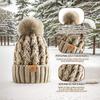 Women's Winter Warm and Thick Knitted Hat, with Fleece Lining Inside, Two-piece Set