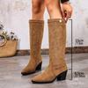Winter 2025 New Pointed Toe Plus-size High-heeled Fashion Boots Women's Thick-heeled Sleeve Knight Boots