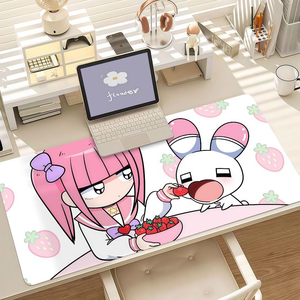 Cartoon Menhera Chan Kawaii Pink Gaming Mouse Pad Antislip Rubber Base Large Pc Keyboard Laptop Desk Mat Office Student Home