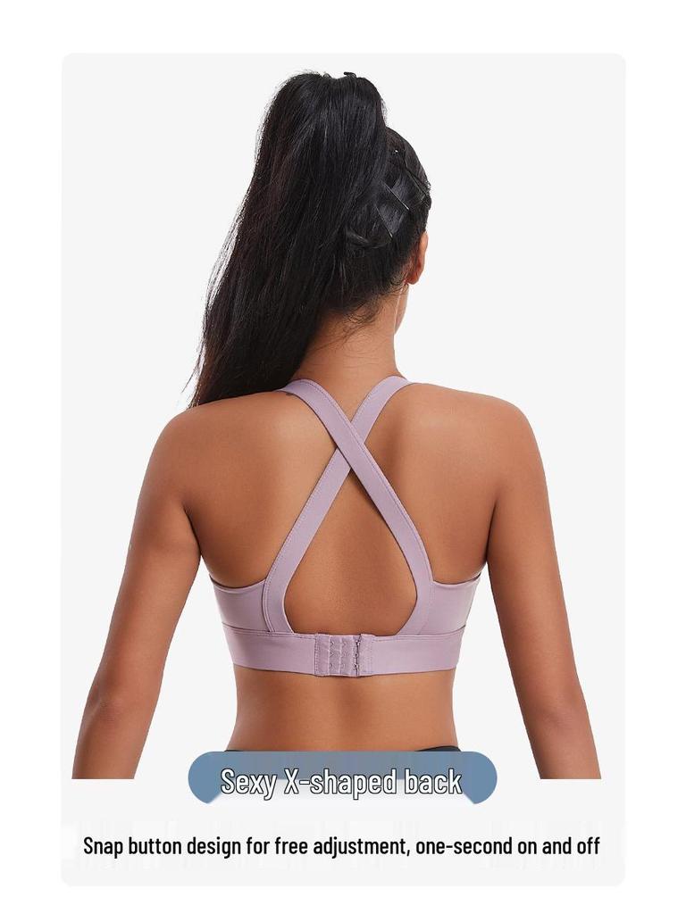 Women's Shockproof Sports Bra for Running and Yoga - Wire-Free, Side Support, Beautiful Back Design