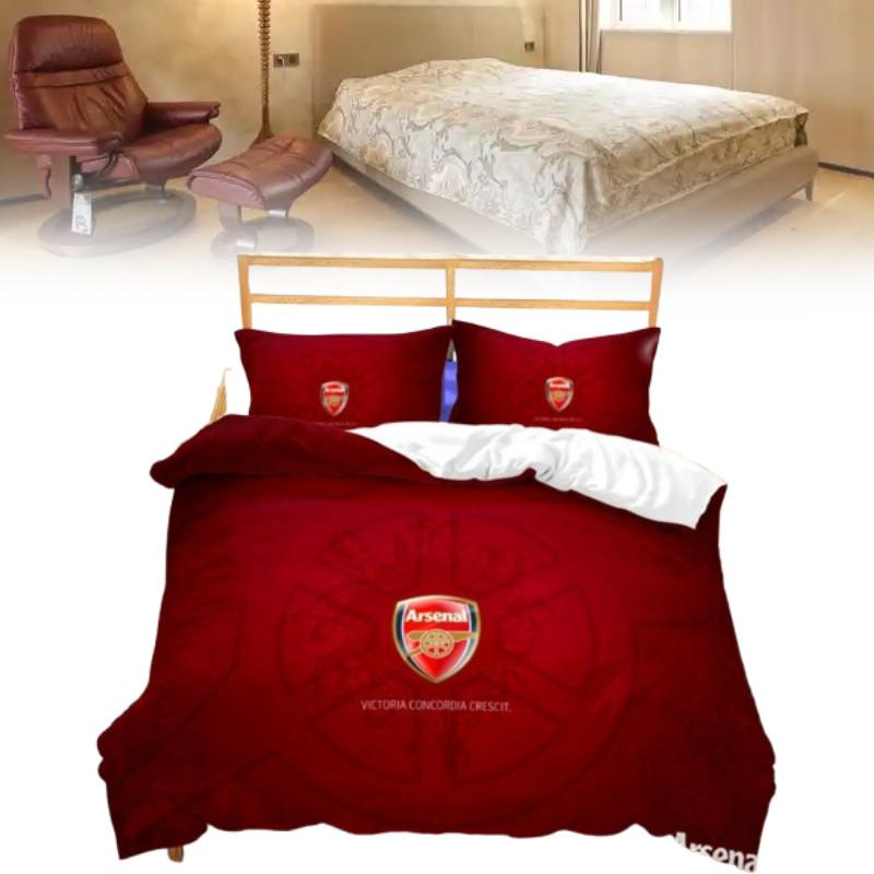 Arsenal Pattern Digital Print Bedding Set With Active Dyeing For Bed Kids Bedroom Decor