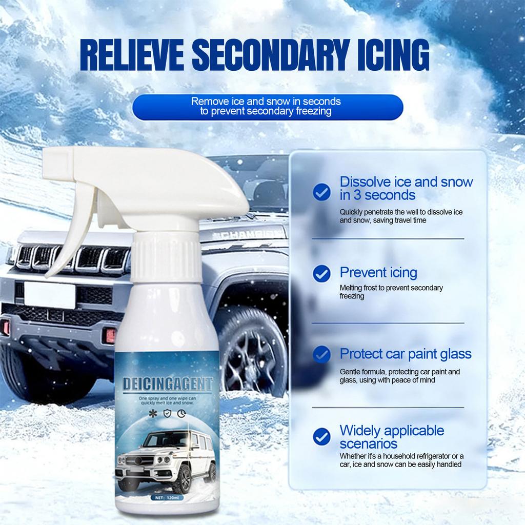 Windshield -Icer Spray For Car Fast Ice And Snows Remover Multi-Functional Powerful Defrosting And Snow Melt Agent Winter Car120ml