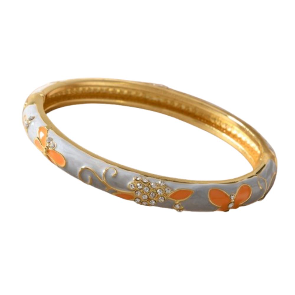 Traditional Hollow Out Flower Bangle Enamel Women's Hand Bracelet  Jewelry Gifts