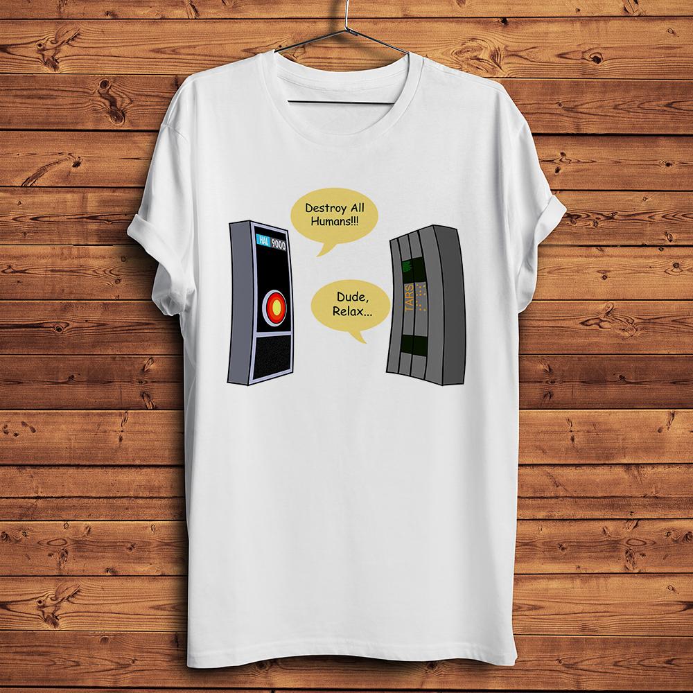 HAL9000 and Tars AI Robot Funny Geek T Shirt Unisex Summer Casual Tshirt Unisex Geeker Interstellar Streetwear Short Sleeve Tee S