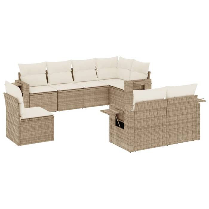 VidaXL Salon de Jardin avec Coussins 8 pcs, Canapés de Terrasse, Ensemble de Meubles de Patio, Mobilier d'Extérieur, Beige 3220437