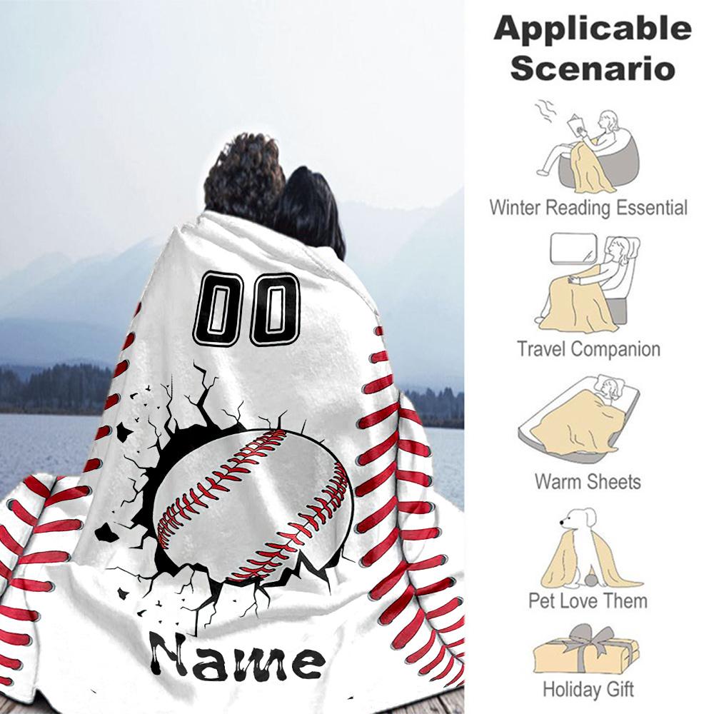 Softball Style Personalized Text Blanket Gift Personalized Blanket Durable Comfort for Sofa Office Office Chair Couch for All Occasions
