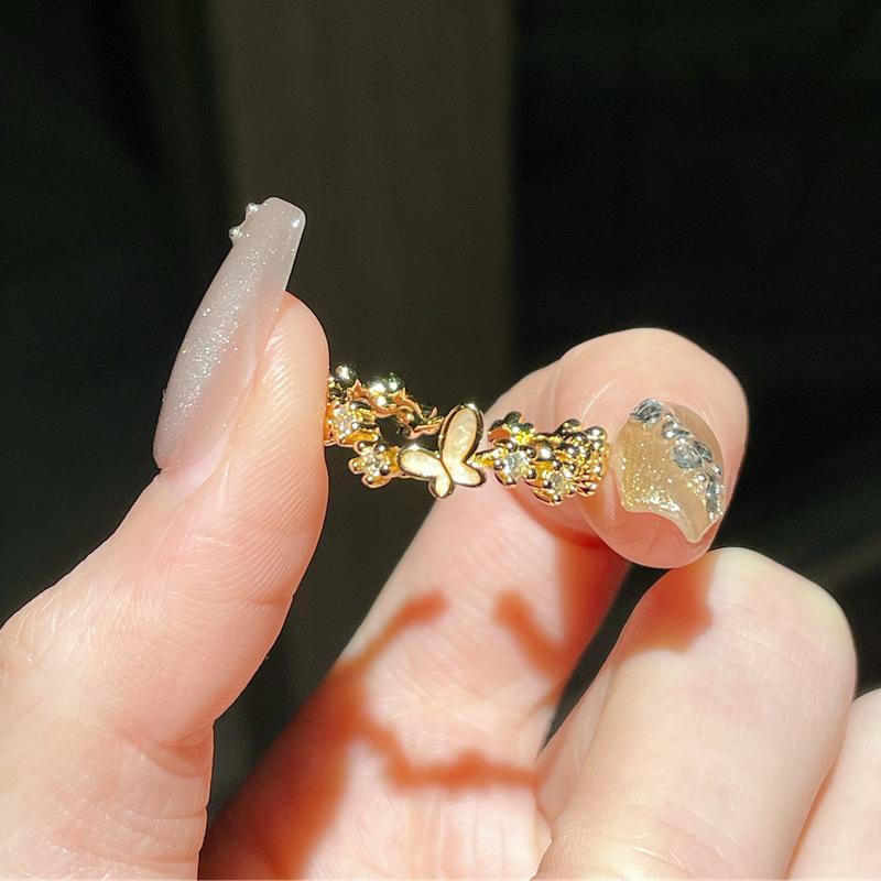 

Medieval Enamel Dripping Oil Fashion High Sense Retro Open Ring Love Butterfly Niche High Sense Personalized Accessories Adjustable opening