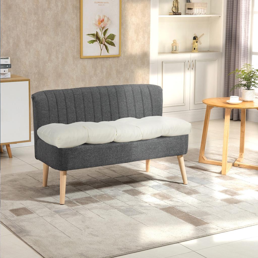 Cushion for 2-Seater Bench for Interior and Exterior with 8 Stitches for Chairs Sofas 110x48x8 cm Cream