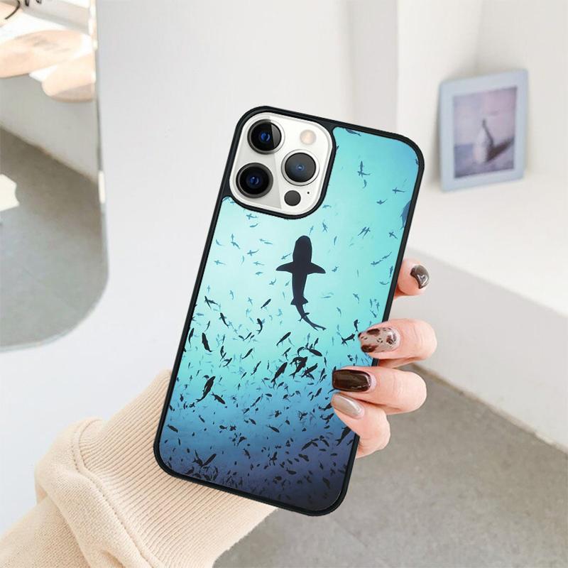 Ocean Whale Shark Swimming Phone Case For iPhone 17 Air 16 15 14 11 12 13 Pro  MAX Plus Coque Cover Shell