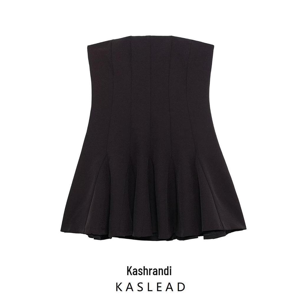 2025 Spring Women's Off-Shoulder Wavy Wide Hem Dress