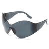 Oversized Rimless Sunglasses for Women One Piece fashion Brand Cyberpunk Mask Butterfly Sun Glasses Lady Retro 2000's Big Goggle