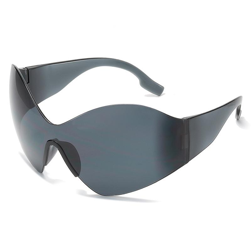Oversized Rimless Sunglasses for Women One Piece Fashion Brand Cyberpunk Mask Butterfly Sun Glasses Lady Retro 2000's Big Goggle