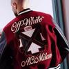 OFF25SS Trendy White & Red Leather Embroidery Baseball Jacket for Couples - Men's & Women's Short Style