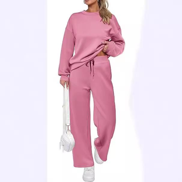 Women's Casual Sportswear Set in Multiple Colors - Pink, Dark Green, Black, Brown