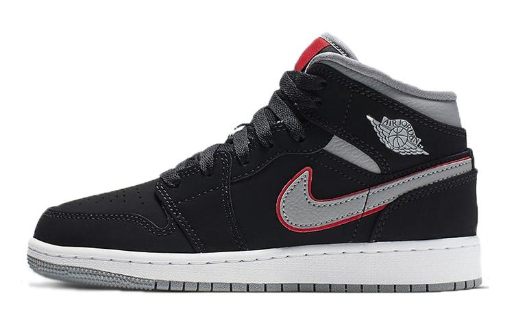 Jordan 1 Mid Black Particle Grey Gym Red (GS) 35.5