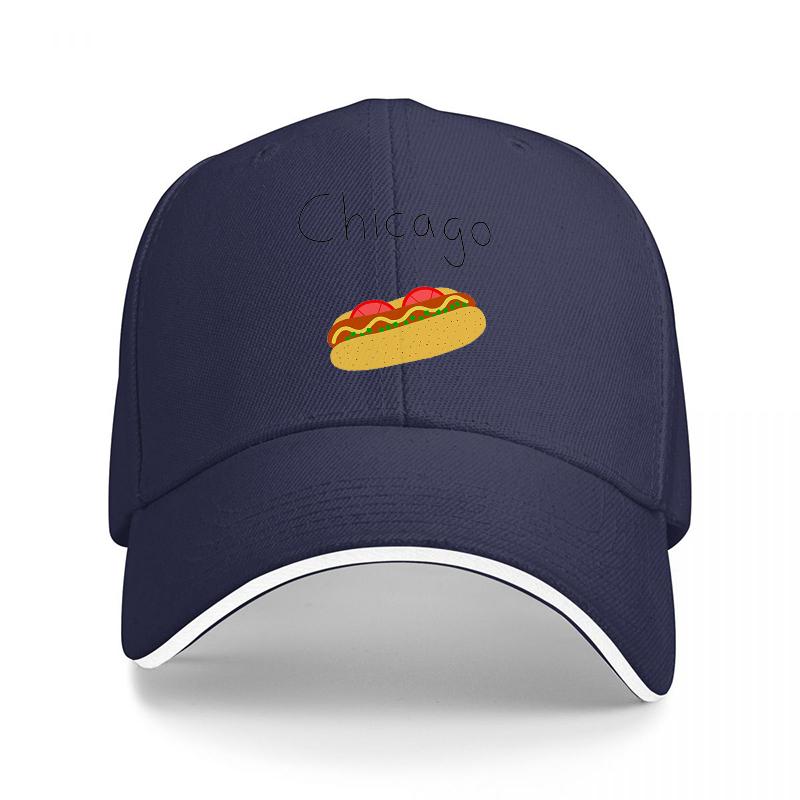 Hotdog Logo Baseball Cap Black Adjustable Hat with Fun Food Design for Casual Wear and Outdoor Activities