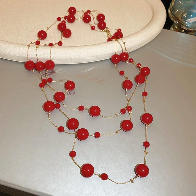 Collar Largo Multicolor de Perlas de 170cm Cadena para Suéter (NL012)