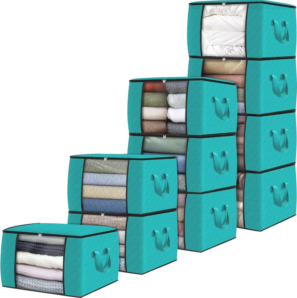 Fab Totes Storage Bags,Clothes Blanket Storage Bins Foldable Closet Organizers with Reinforced Handle for Home Dorm Storage and Organization