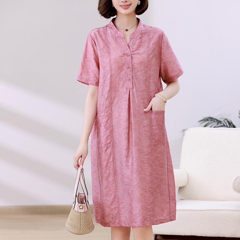 Women's 2024 Tencel Jacquard Slimming Summer Dress - Elegant High-End Design