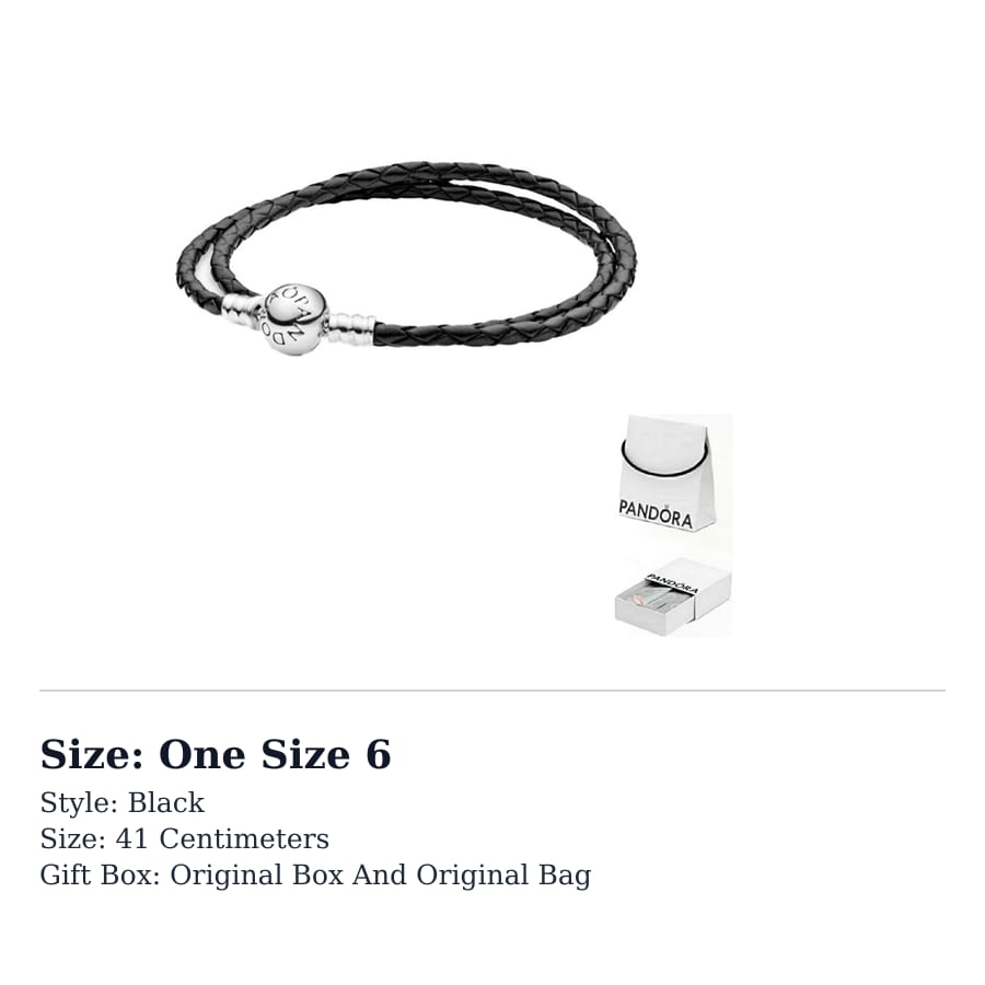 Pandora Moments Women's Black Leather Double Loop Bracelet 590745CBK-D