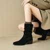Women's high-heeled short boots autumn and winter new suede large-size casual Roman boots