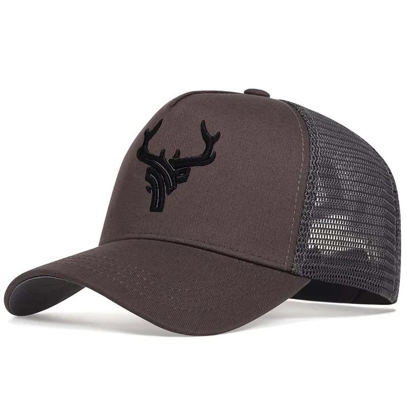 

Unisex Animal Antlers Embroidery Baseball Net Caps Spring and Summer Outdoor Adjustable Casual Hats Sunscreen Hat Sports Cap коричневий
