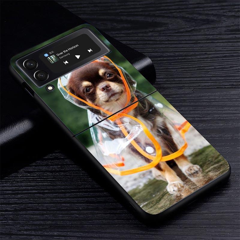 Chihuahua Welpe Teetassen Hunde Z Flip 7 Phnoe Hülle Für Samsung Z Flip 6 5 4 3 5G Galaxy ZFlip7 ZFlip4 ZFlip5 ZFlip6 ZFlip3 Telefon Co
