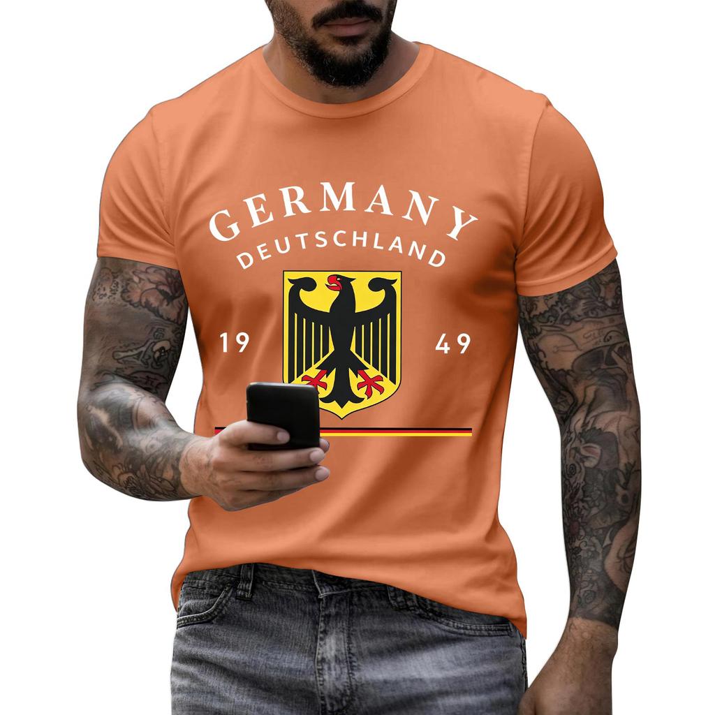 Men's Short Sleeve Crew Neck T-Shirt Germany Deutschland Graphic Print Casual Fit Cotton Blend Soft Fabric