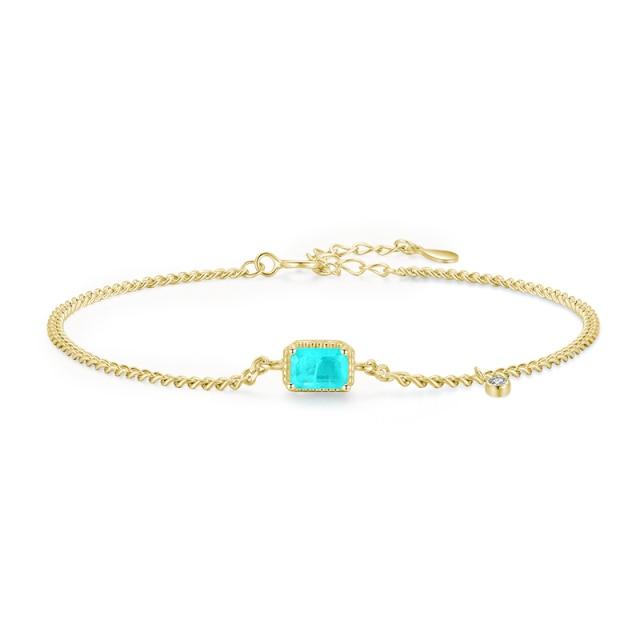 

Modian из чистого серебра 925 пробы, элегантный прямоугольный браслет с турмалином Параиба, модная цепочка для женщин, свадебные украшения, подарки