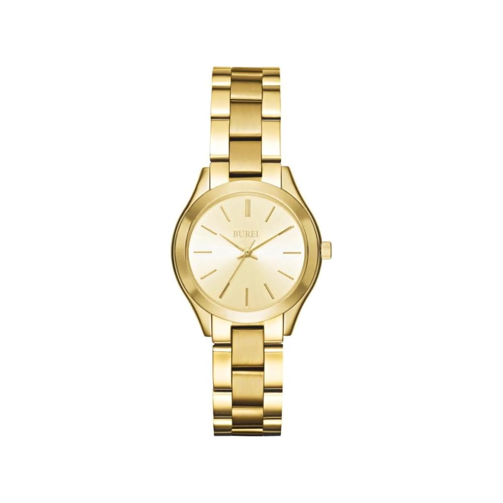 BUREI Women s Analog Quartz Watch Waterproof Stainless Steel Simple Business Style Gold