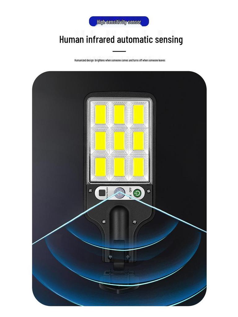Solar LED Wall Light with Remote, COB Sensors, Waterproof for Outdoor Use