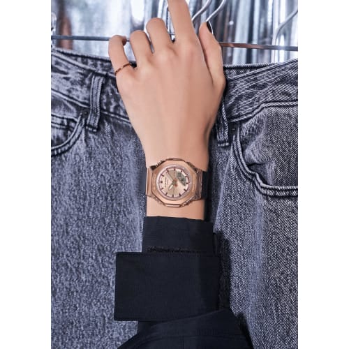 Casio G-Shock Mid-Size Watch, Metal Covered, Made with Environmentally Friendly Materials, GM-S2110PG-1A4JF, Women's, Black