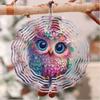 Metal Owl Wind Chime Outdoor Hanging Decor 2D Kinetic Floral Design for Garden Patio Christmas Thanksgiving Gift No Electricity Needed