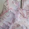 Goodnight Sleepy Cat: Women's Autumn/Winter Ice Silk Pajamas - Cartoon Kitten Print, Long Sleeve & Pants Set