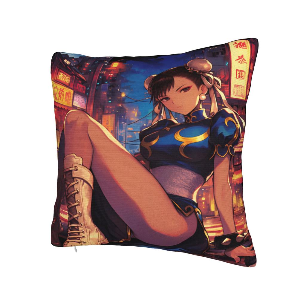 Game Fighter Chun Li Pillow Cover  Soft Cushion Cover Retro Trendy Pillow Case For Sofa Home Decor