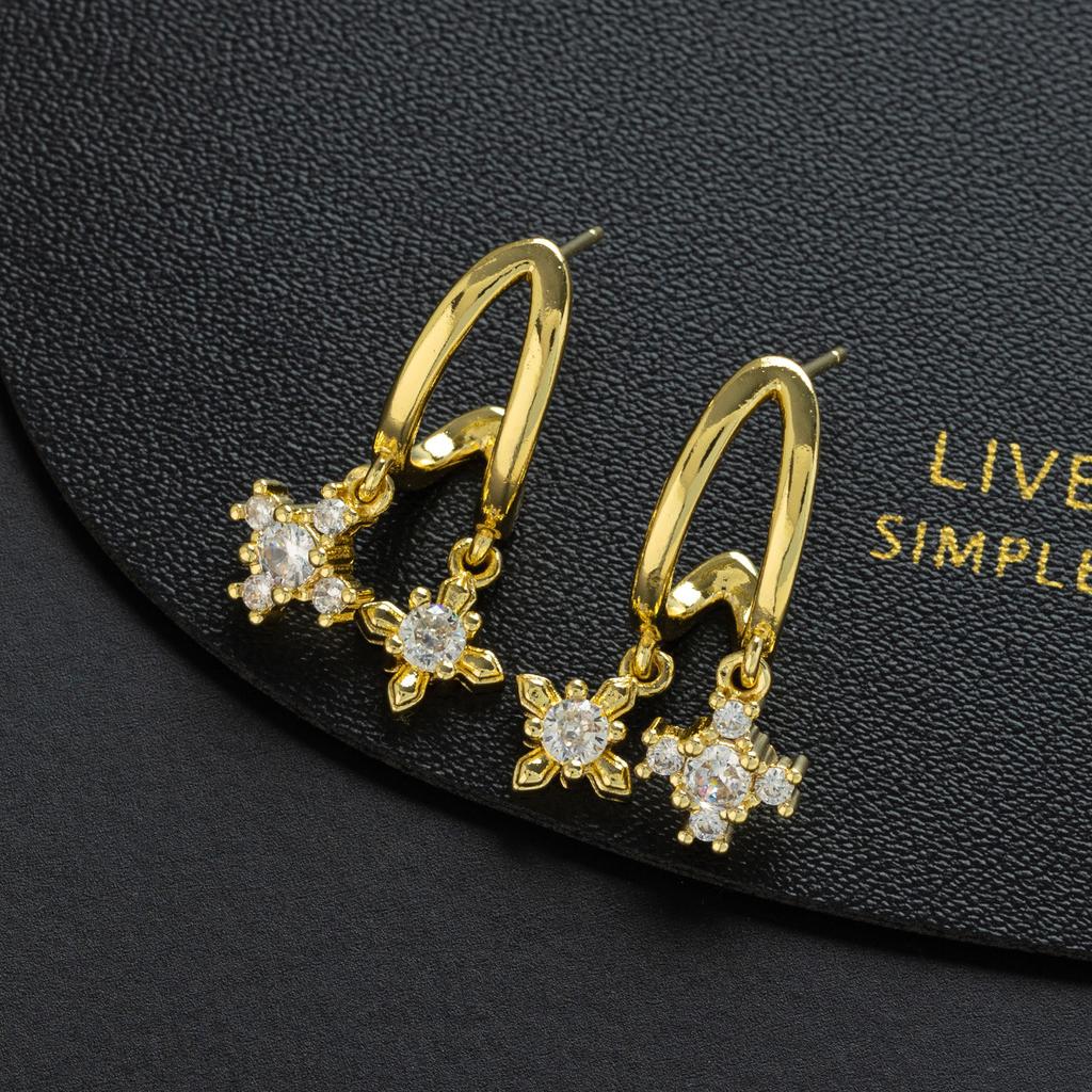 Light Luxury Fringed Snowflake Earrings Inlaid Zircon New Unique Design Ins Minimalist Cold Style Jewelry Gift For Girls